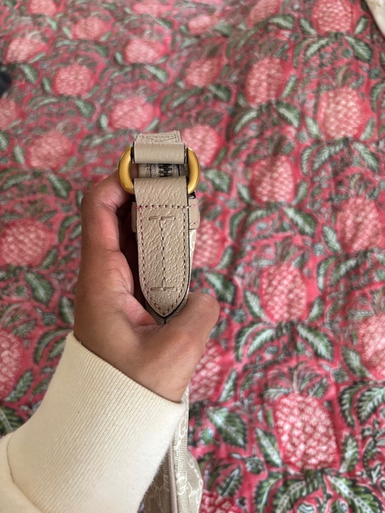 Gucci Beige GG Canvas Ophidia Half Moon  Bag with Green and Red Web - Picture 5 of 16